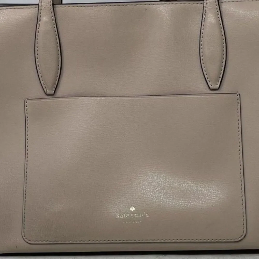 Kate Spade New York Adel Pale Pink Beige Leather Tote Bag